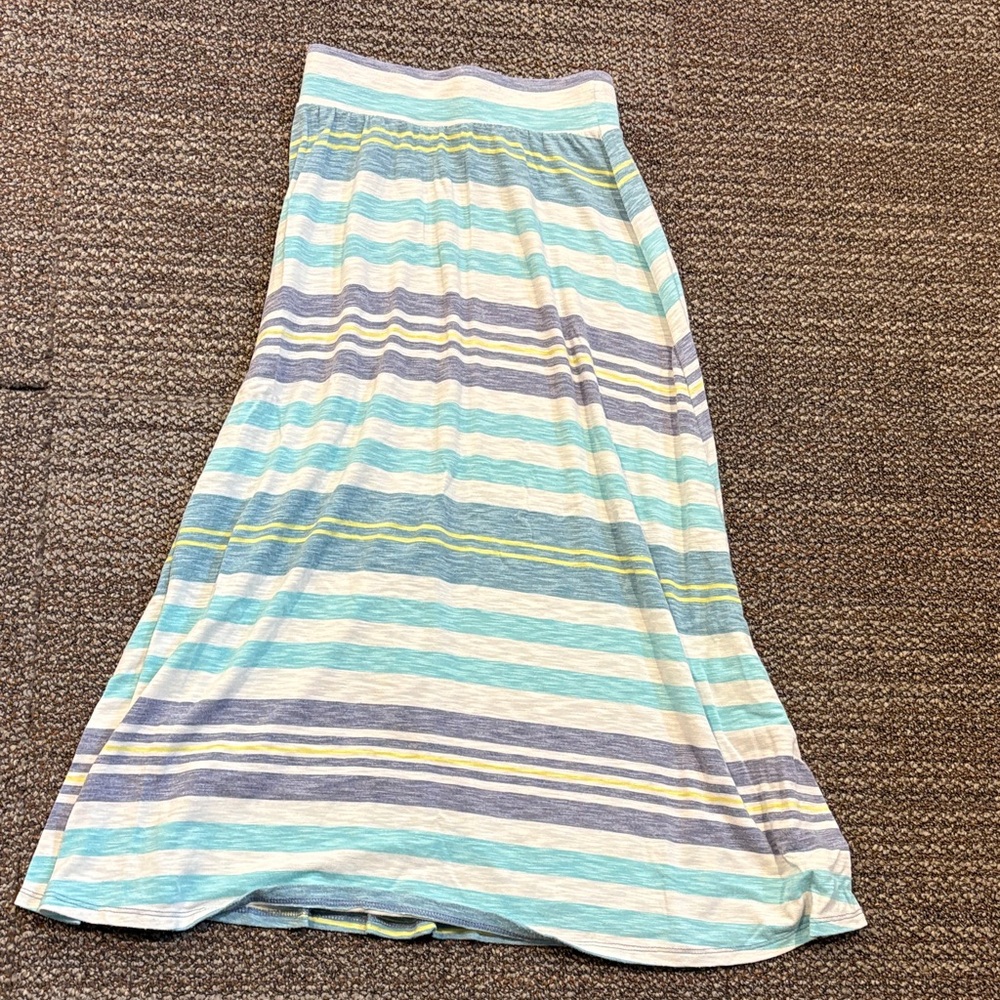 Striped Kids Maxi Skirt in Blue and Green
